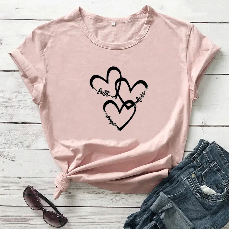 Women Maroon Heart Print T-Shirt Short Sleeve - Image 8