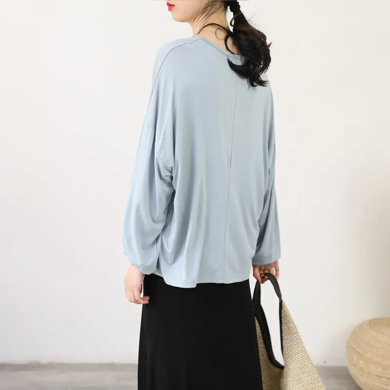 Women V-Neck Long Sleeve T-Shirt Purple — feature 24