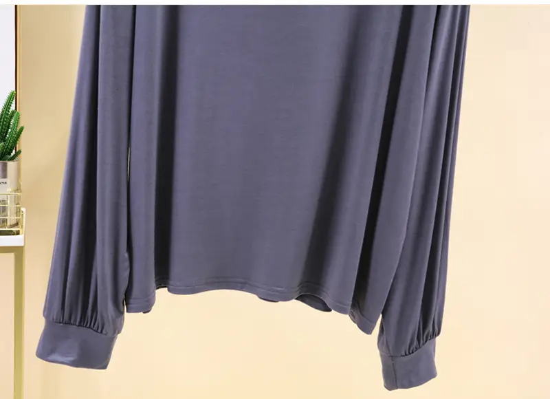 Women V-Neck Long Sleeve T-Shirt Purple — feature 40
