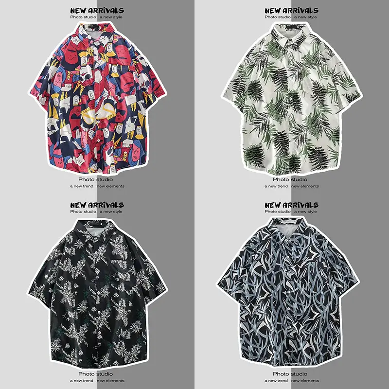 Japanese Style Floral Short Sleeve Shirt for Men Women - Image 42