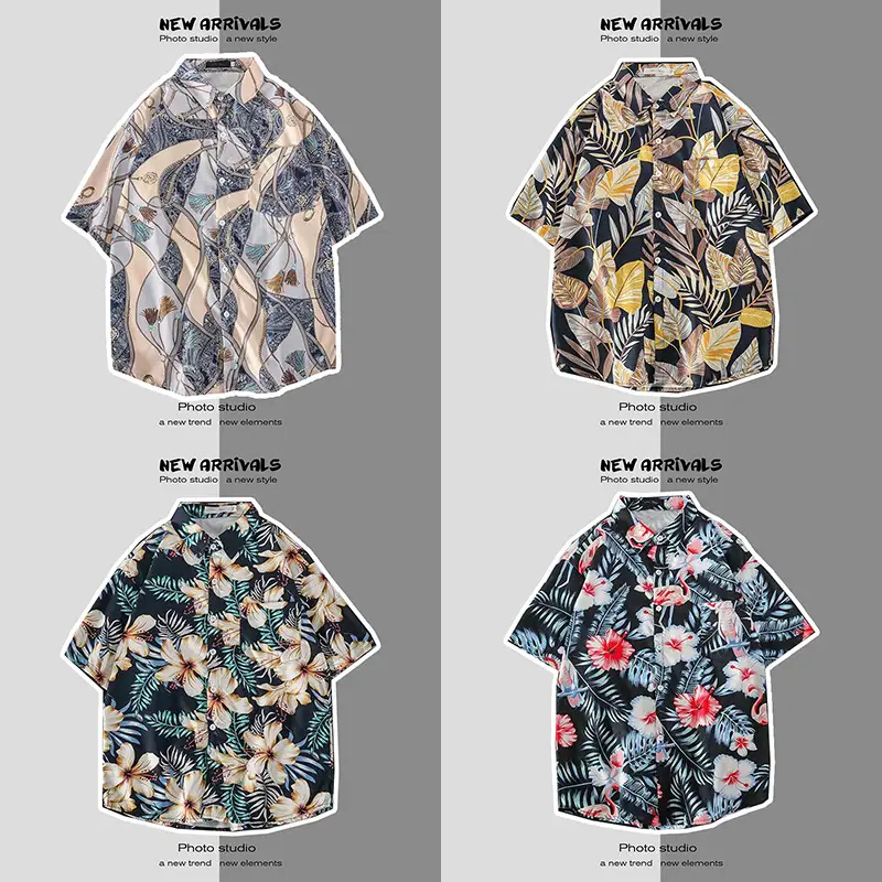 Japanese Style Floral Short Sleeve Shirt for Men Women - Image 44