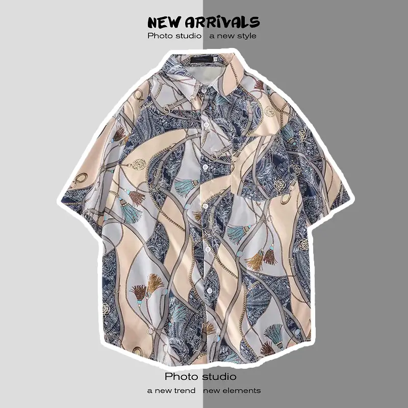 Japanese Style Floral Short Sleeve Shirt for Men Women — feature 16