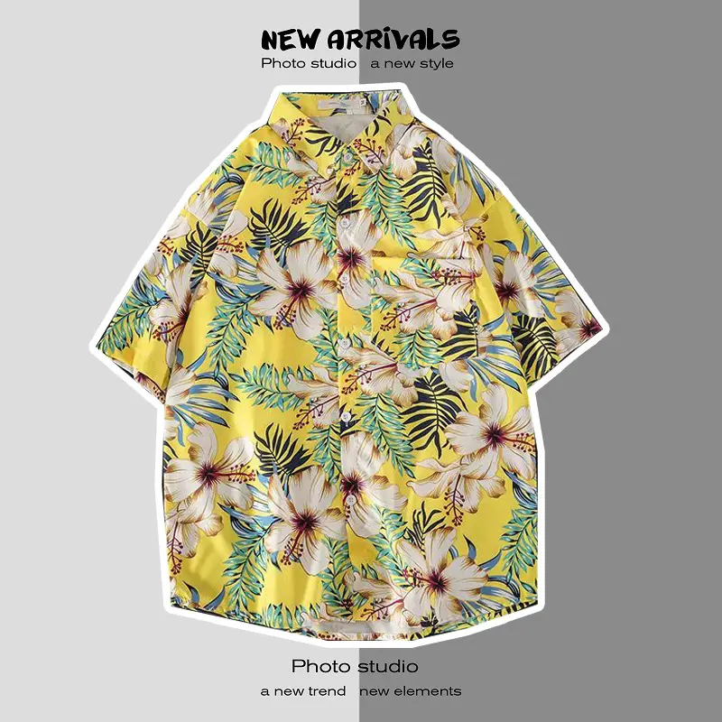 Japanese Style Floral Short Sleeve Shirt for Men Women — feature 25