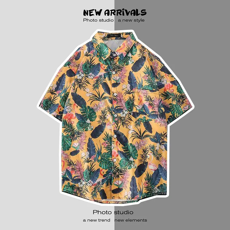 Japanese Style Floral Short Sleeve Shirt for Men Women — feature 39