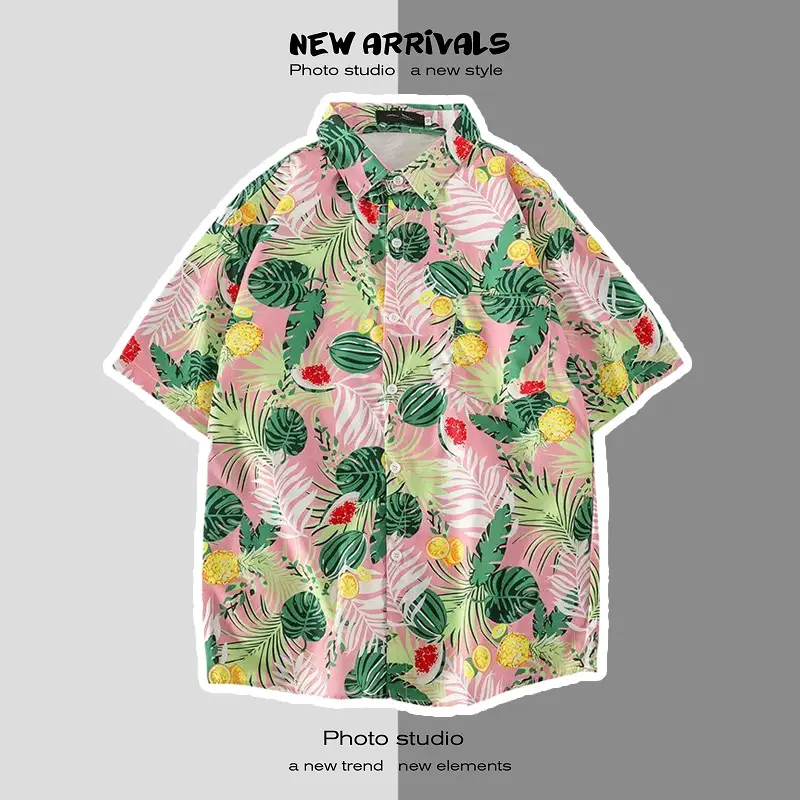 Japanese Style Floral Short Sleeve Shirt for Men Women — feature 40