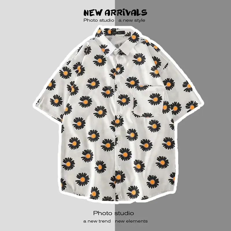 Japanese Style Floral Short Sleeve Shirt for Men Women — feature 56
