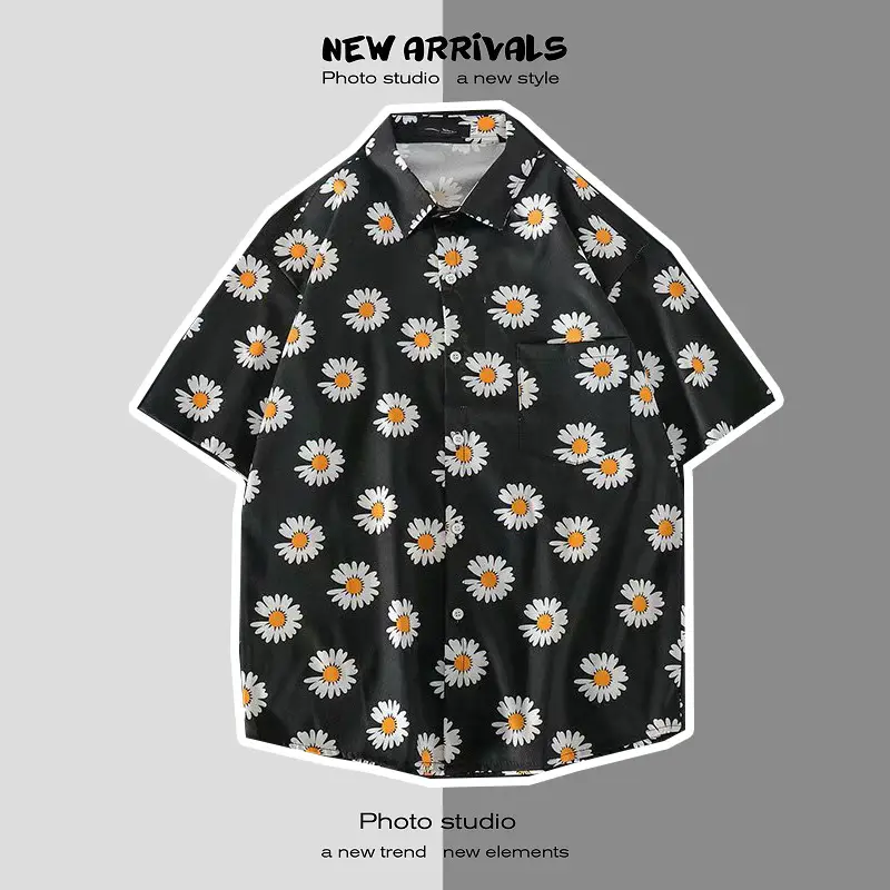 Japanese Style Floral Short Sleeve Shirt for Men Women — feature 58