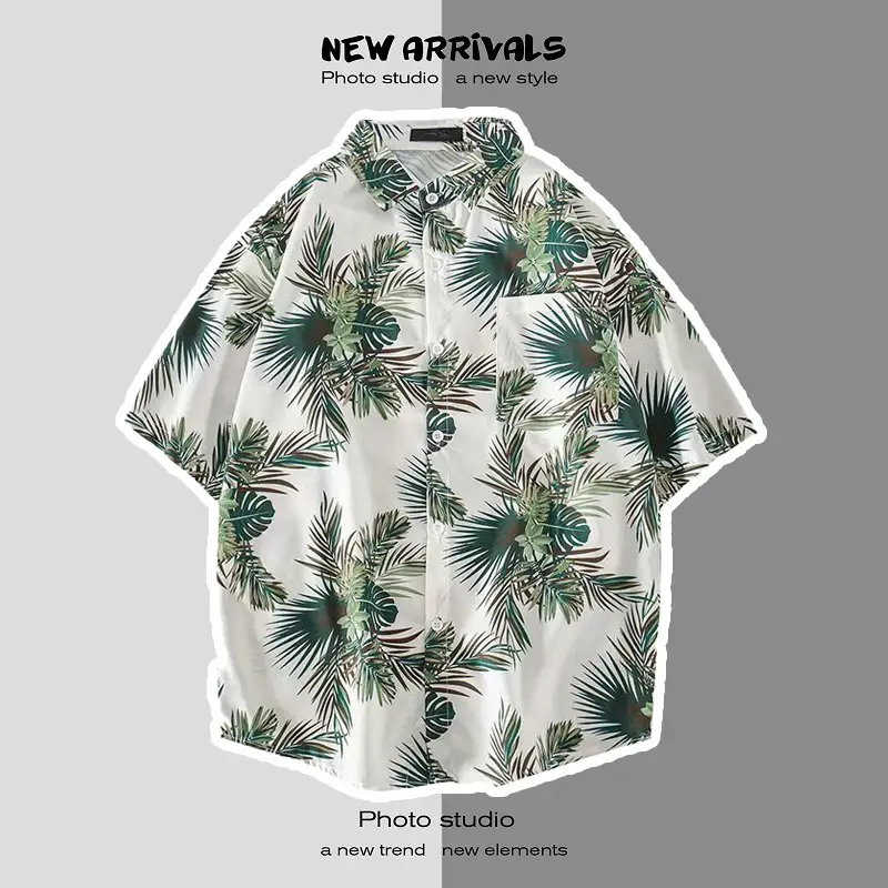Japanese Style Floral Short Sleeve Shirt for Men Women — feature 8
