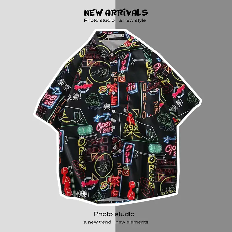Japanese Style Floral Short Sleeve Shirt for Men Women - Image 25