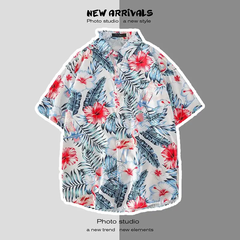 Japanese Style Floral Short Sleeve Shirt for Men Women - Image 28
