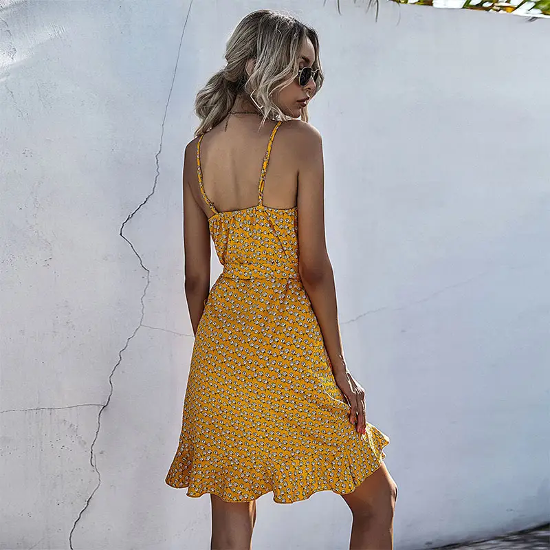 Bai Fen Zhi Yi Printed Sleeveless Dress with Irregular Ruffles - Image 6