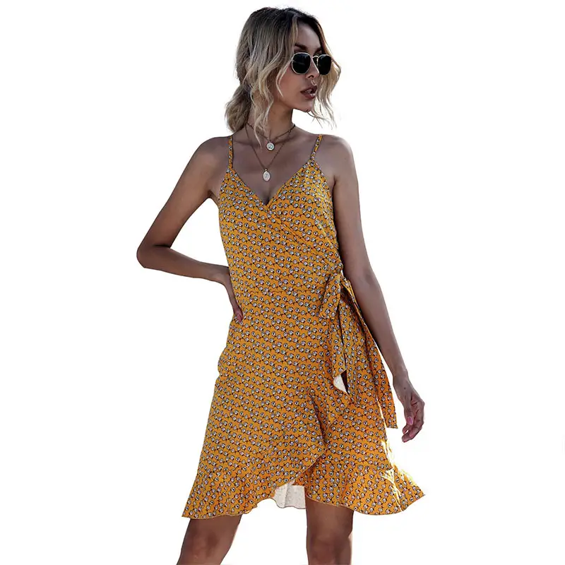 Bai Fen Zhi Yi Printed Sleeveless Dress with Irregular Ruffles - Image 7