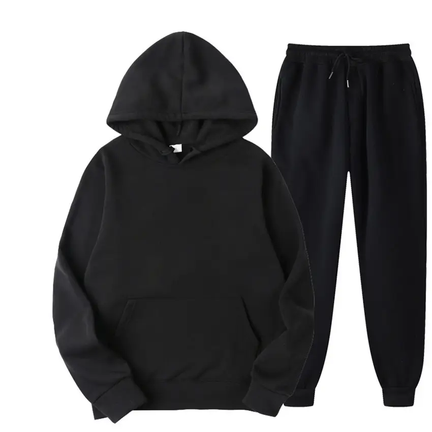 Men White Hoodie Sweatpants Set 230g