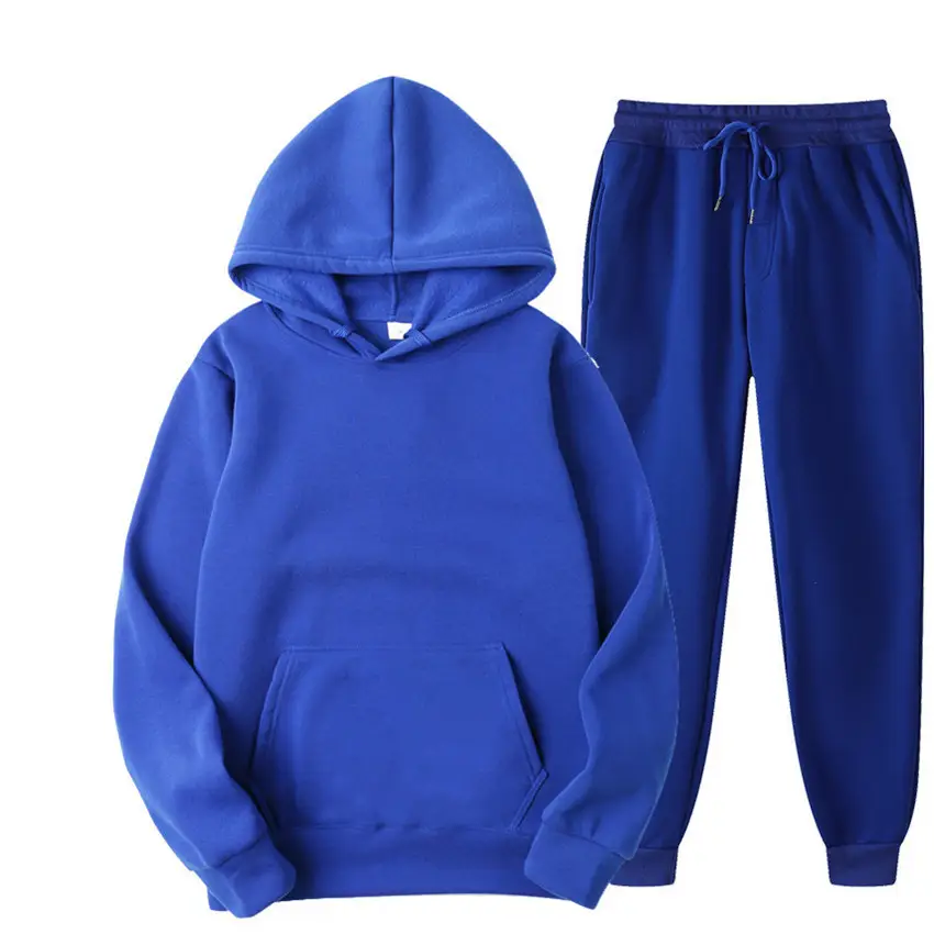 Men White Hoodie Sweatpants Set 230g