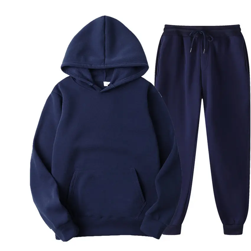 Men White Hoodie Sweatpants Set 230g