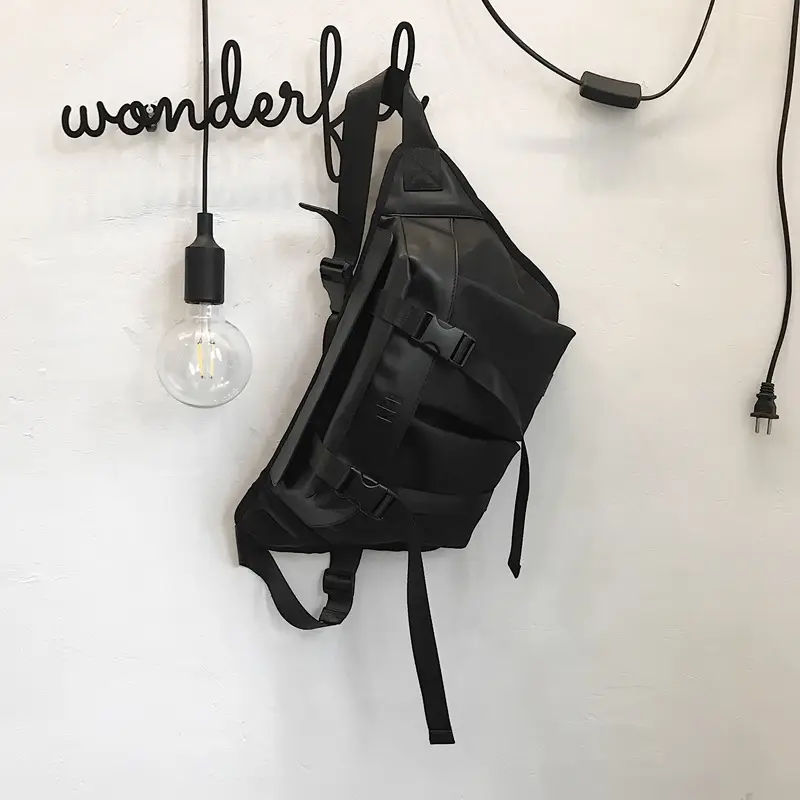Men's Black Water-Repellent Chest Bag Large Capacity Lightweight Travel - Image 3