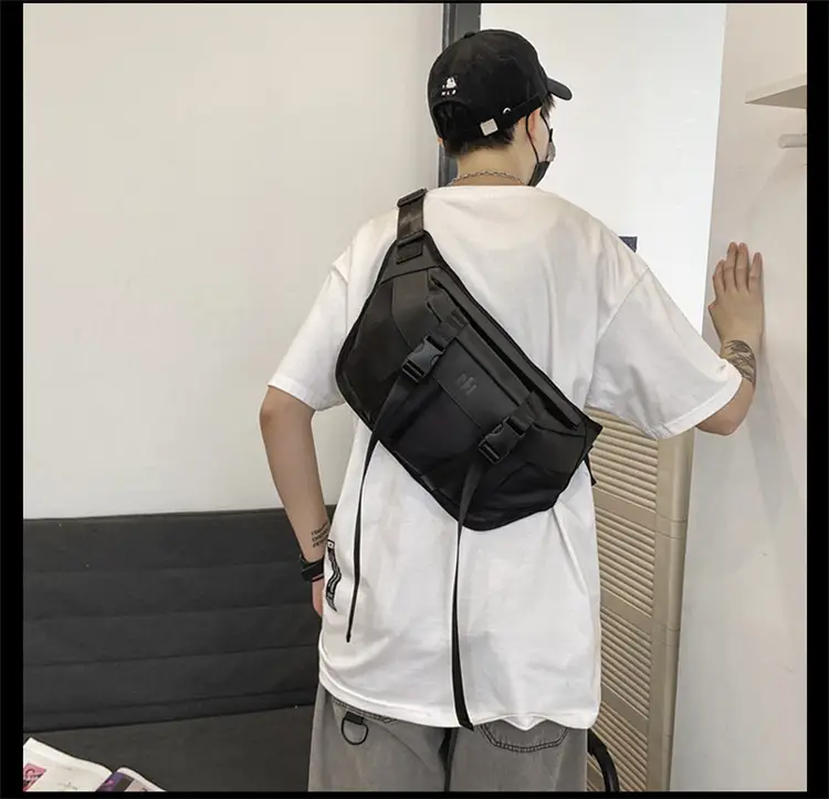 Men's Black Water-Repellent Chest Bag Large Capacity Lightweight Travel — feature 10