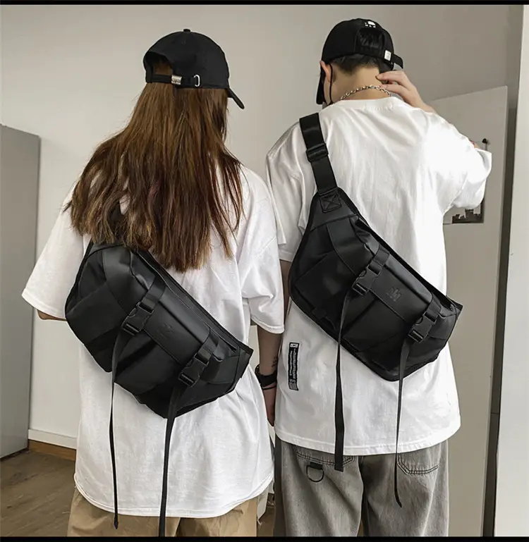 Men's Black Water-Repellent Chest Bag Large Capacity Lightweight Travel — feature 17