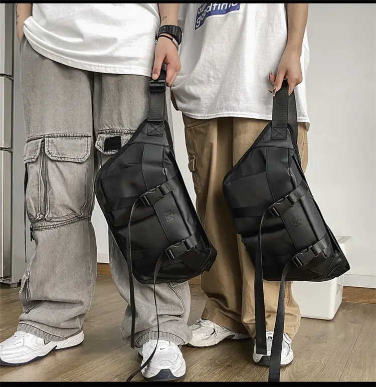 Men's Black Water-Repellent Chest Bag Large Capacity Lightweight Travel — feature 20