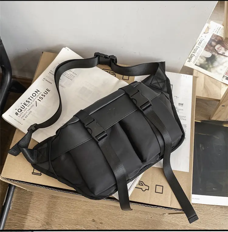 Men's Black Water-Repellent Chest Bag Large Capacity Lightweight Travel — feature 29