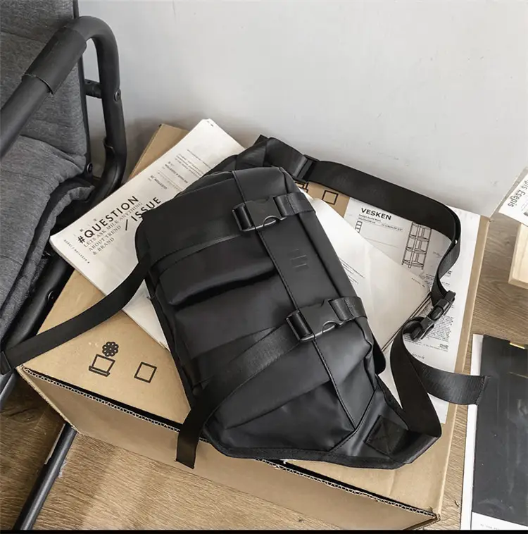 Men's Black Water-Repellent Chest Bag Large Capacity Lightweight Travel — feature 30