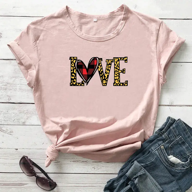 Women Pink Love Heart Print T-Shirt - Image 10