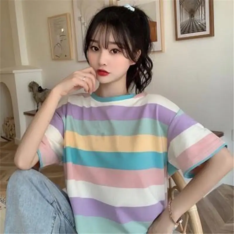 2025 Rainbow Women's T-Shirt Loose Short Sleeve - Image 3