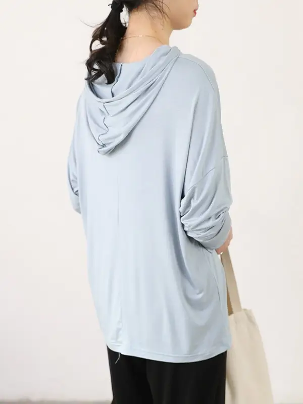 Women Grey Hooded Hoodie Modal Wear - Image 11