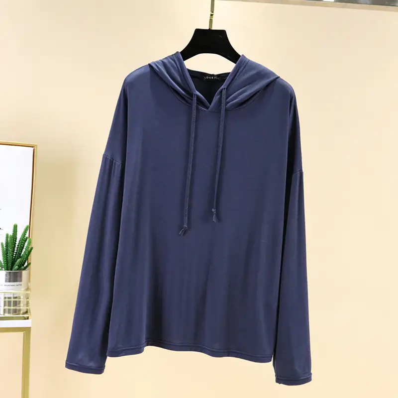 Women Grey Hooded Hoodie Modal Wear - Image 5