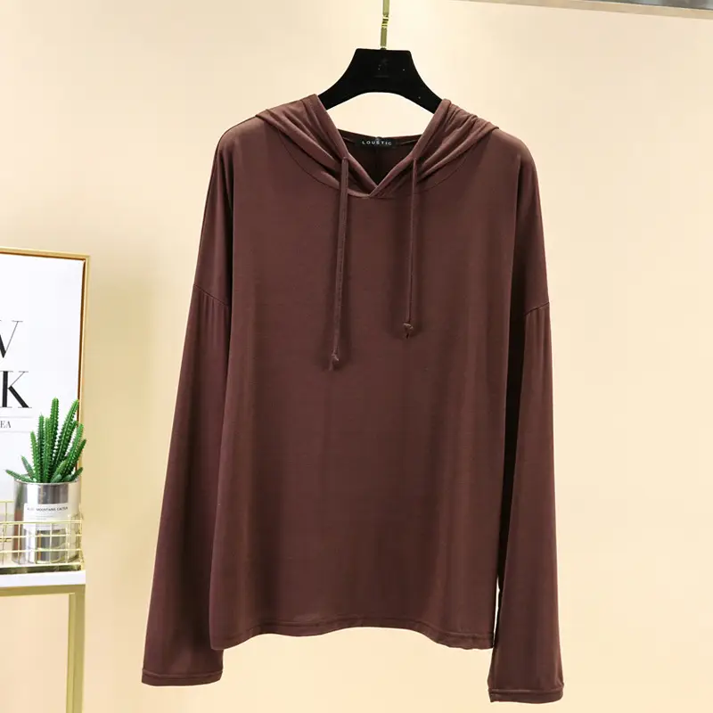Women Grey Hooded Hoodie Modal Wear - Image 8