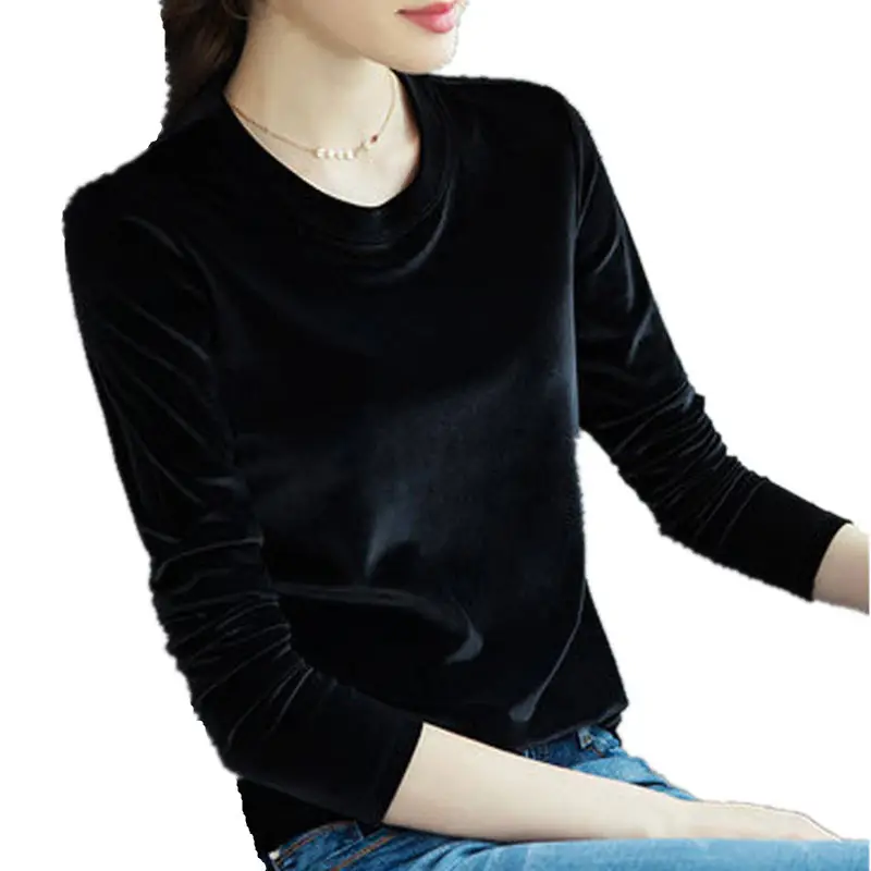 Black Velvet Long Sleeve T-Shirt Women Large - Image 11