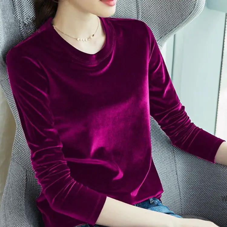 Black Velvet Long Sleeve T-Shirt Women Large - Image 3