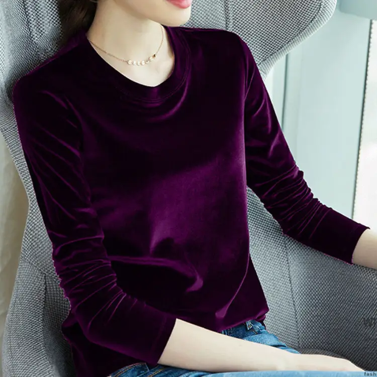 Black Velvet Long Sleeve T-Shirt Women Large - Image 4