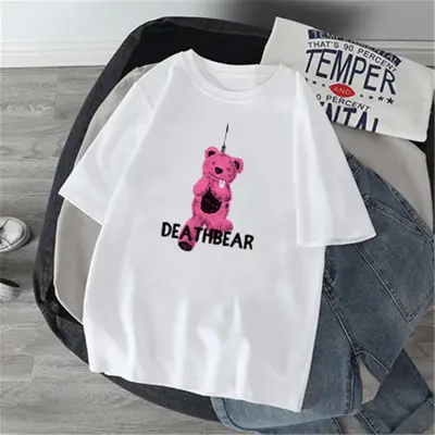 Women Bear Printed T-Shirt Black 2022 Summer