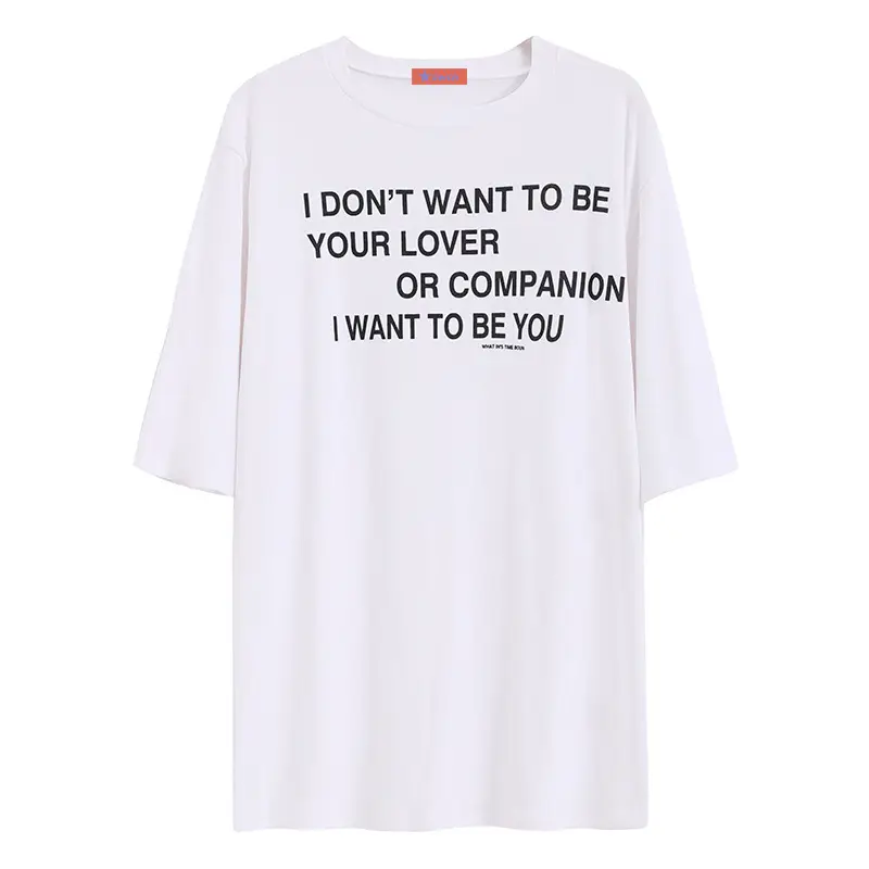 Women White Letter Short Sleeve T-Shirt Mid Length - Image 13