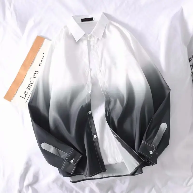 Japanese-style Gradient Long Sleeve Shirt for Boys - Image 6