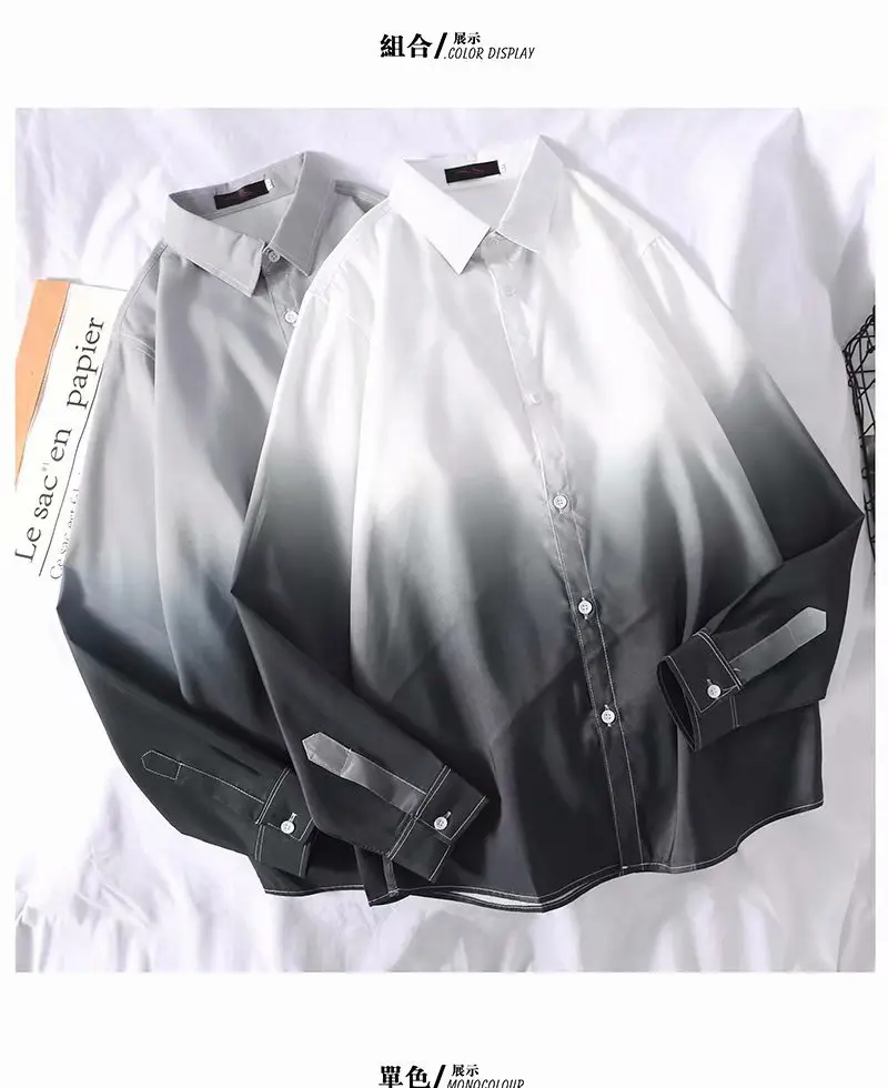 Japanese-style Gradient Long Sleeve Shirt for Boys — feature 3