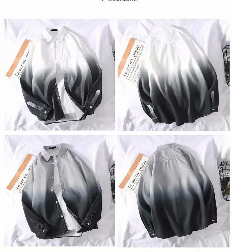 Japanese-style Gradient Long Sleeve Shirt for Boys — feature 4