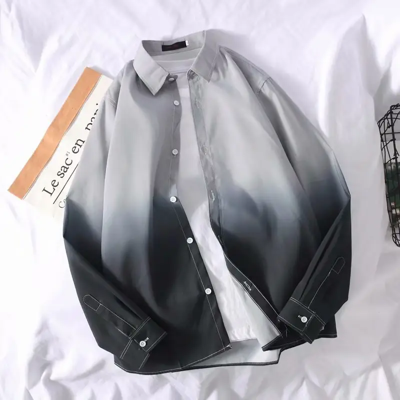 Japanese-style Gradient Long Sleeve Shirt for Boys - Image 2