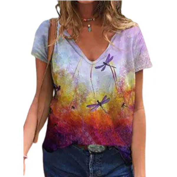 2024 Summer Printed Pullover T-Shirt Women Floral - Image 9