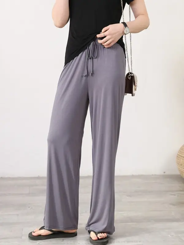 Women's Light Blue Modal Wide Leg Pants Spring Summer Casual