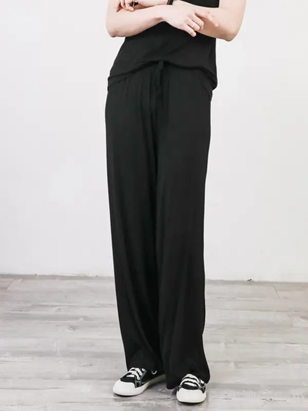 Women's Light Blue Modal Wide Leg Pants Spring Summer Casual