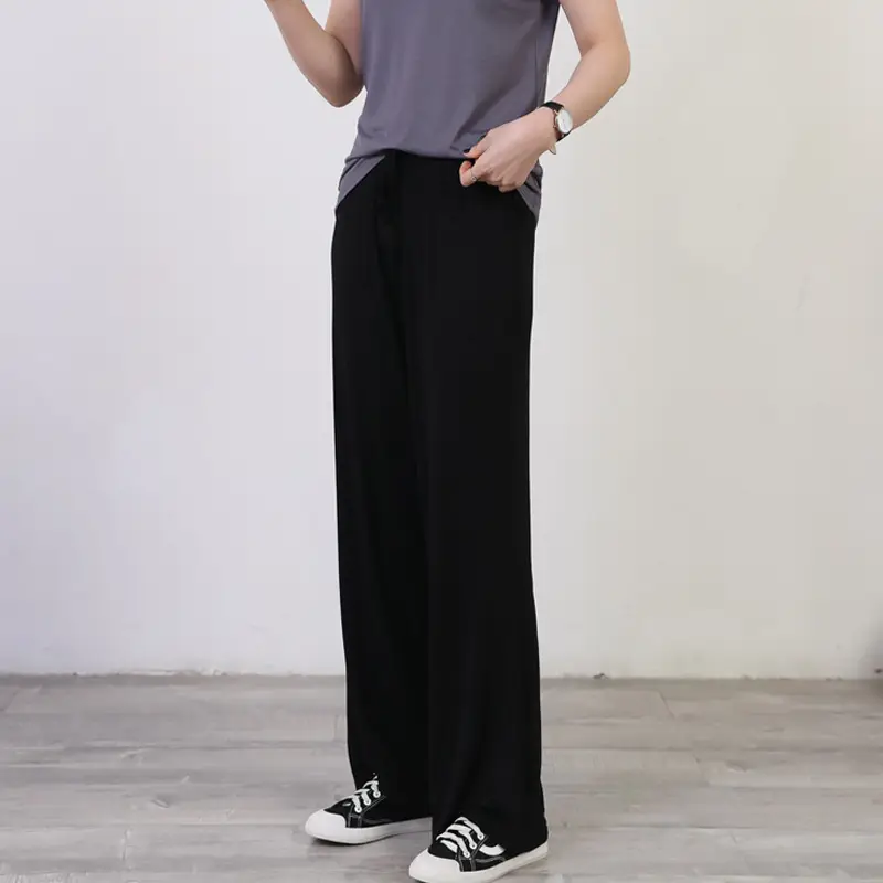Women's Light Blue Modal Wide Leg Pants Spring Summer Casual — feature 10