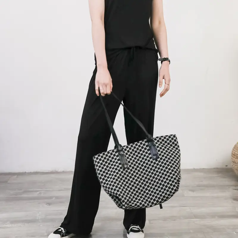 Women's Light Blue Modal Wide Leg Pants Spring Summer Casual — feature 17