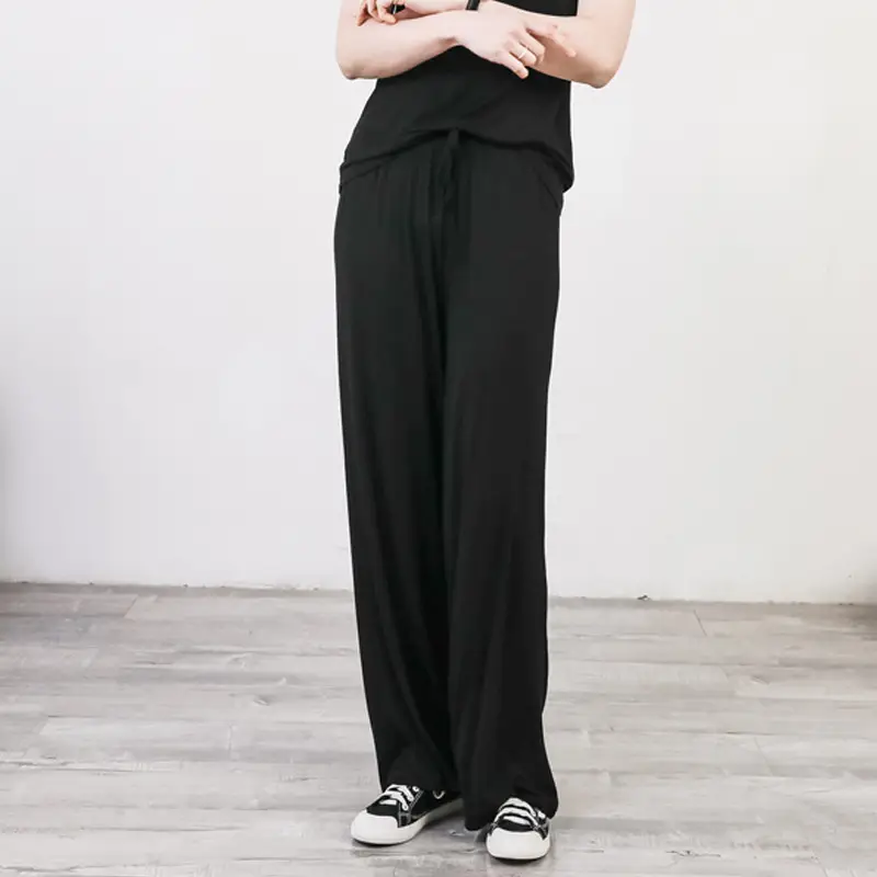 Women's Light Blue Modal Wide Leg Pants Spring Summer Casual — feature 18