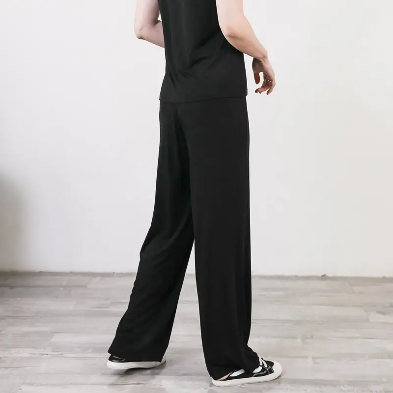 Women's Light Blue Modal Wide Leg Pants Spring Summer Casual — feature 19