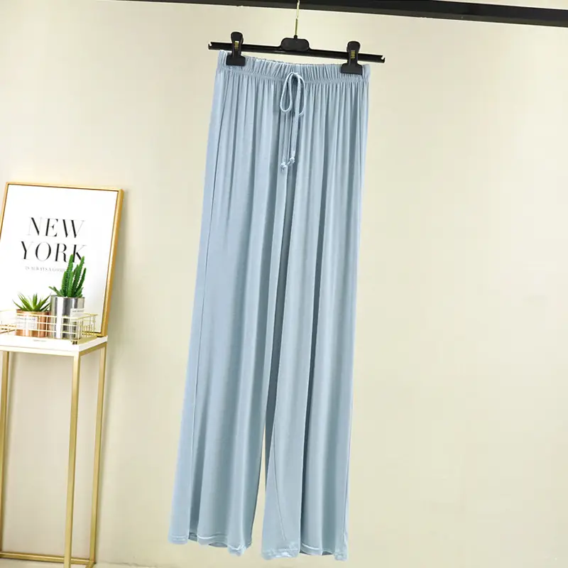 Women's Light Blue Modal Wide Leg Pants Spring Summer Casual — feature 36