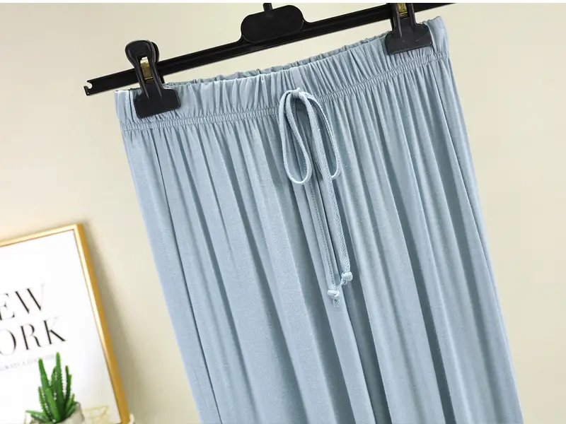 Women's Light Blue Modal Wide Leg Pants Spring Summer Casual — feature 38