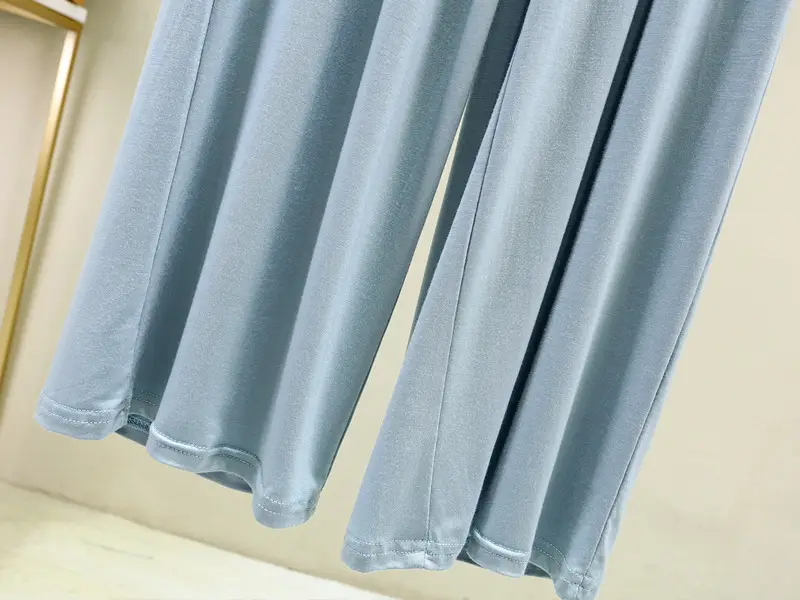Women's Light Blue Modal Wide Leg Pants Spring Summer Casual — feature 40