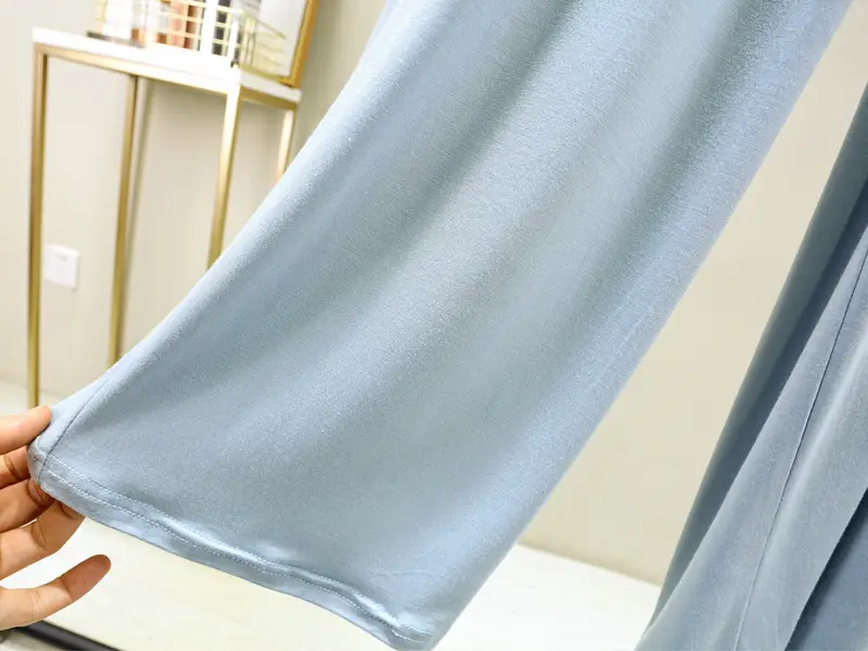 Women's Light Blue Modal Wide Leg Pants Spring Summer Casual — feature 41